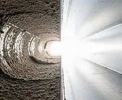 air duct cleaning services showing interior duct system inspection and cleaning in Pasadena, CA